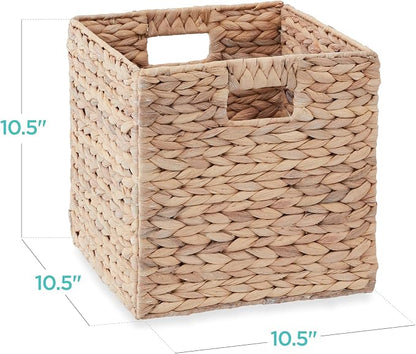 Best Choice Products 10.5x10.5in Pack of 5 Cube Storage Baskets, Water Hyacinth - Image 2
