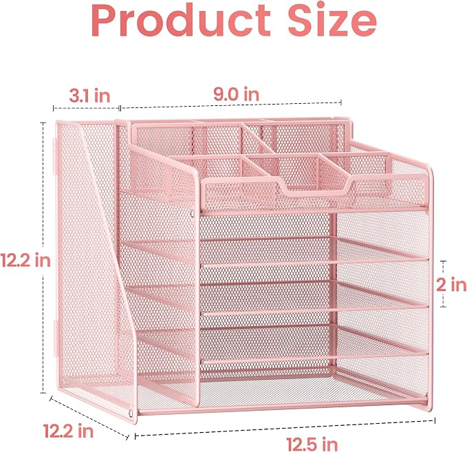 Lavatino Desk Organizer, 5-Tier Metal Mesh Paper Letter Tray - Image 7