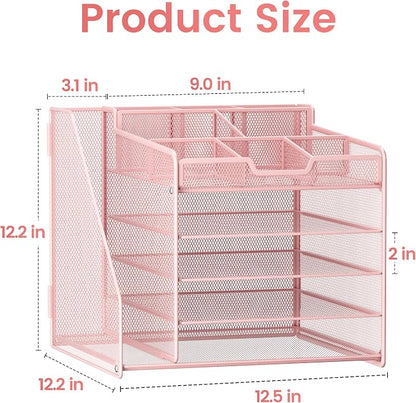 Lavatino Desk Organizer, 5-Tier Metal Mesh Paper Letter Tray - Image 7