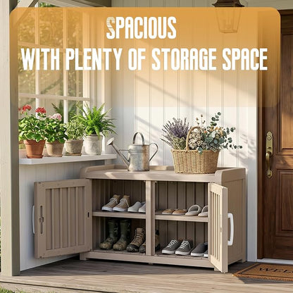 ROJIK Shoe Cabinet Waterproof UV-Resistant, Storage Bench Indoor Outdoor - Image 7