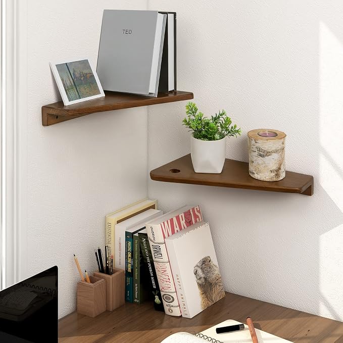 SUMGAR Floating Nightstand Wall Mounted, 13 inch Wood Floating Shelves Bedside - Image 5
