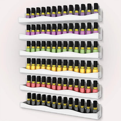YMVV 15" Nail Polish Rack Wall Mounted Shelf, 6 Pack White Acrylic Nail Polish by YMVV