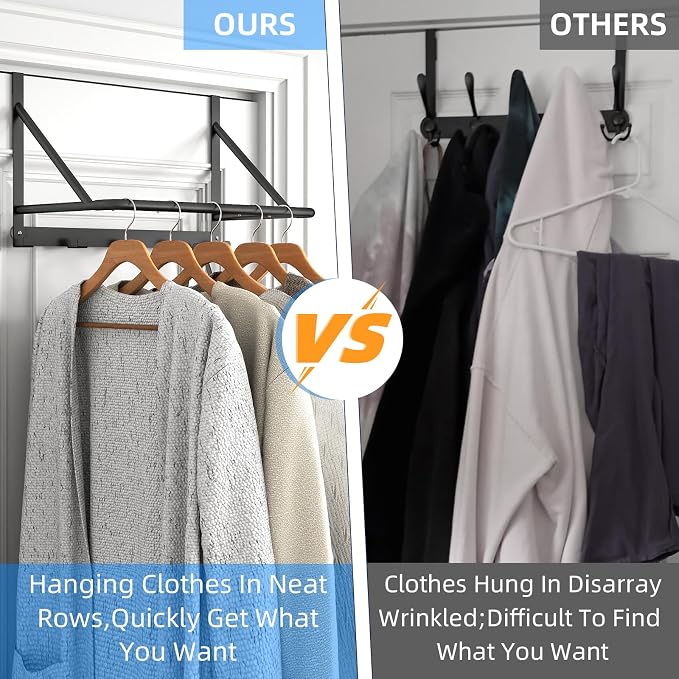CHJgroup Over The Door Clothes Hanger, Metal Clothes Rack - Image 4