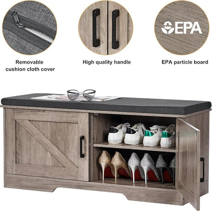HOMSHO Farmhouse Shoe Storage Bench - Image 5