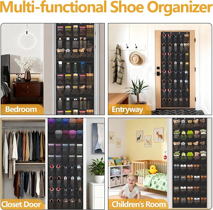 Over The Door Shoe Organizer, 40 Large Mesh Pockets Hanging Shoe Rack Organizer - Image 9