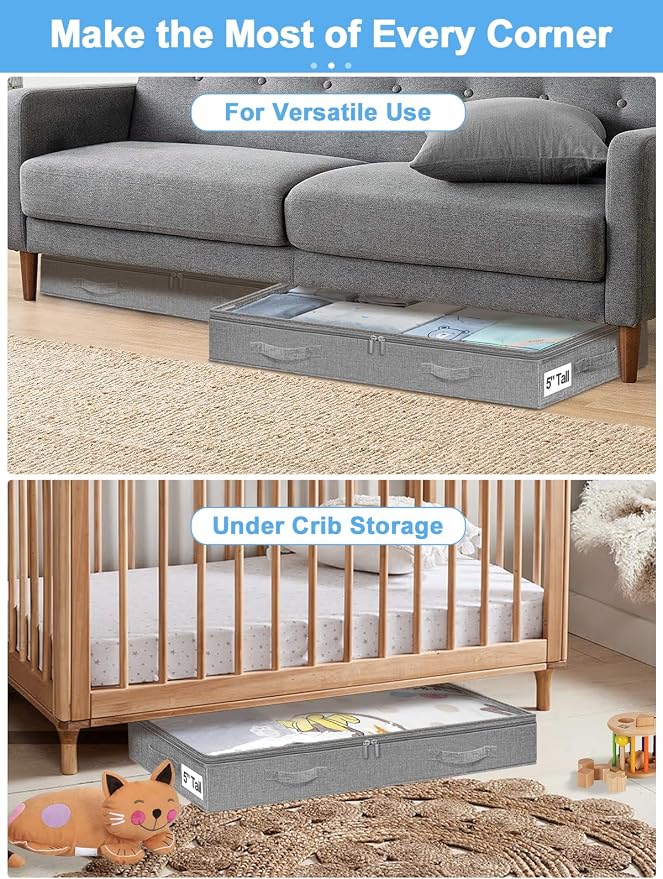 punemi 5 Inches High Low Profile Under Bed Storage Containers，No-Structure - Image 7