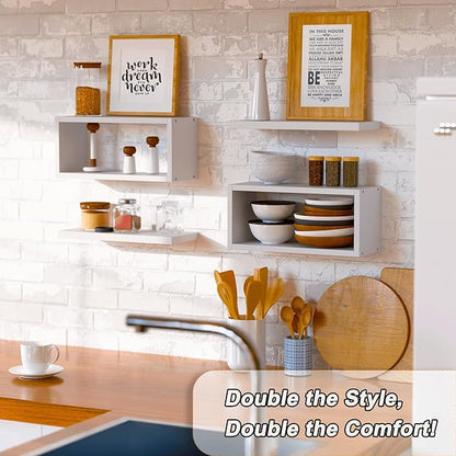 RICHER HOUSE White Floating Shelves Bathroom, Small Wall Shelf Over Toilet | - Image 3