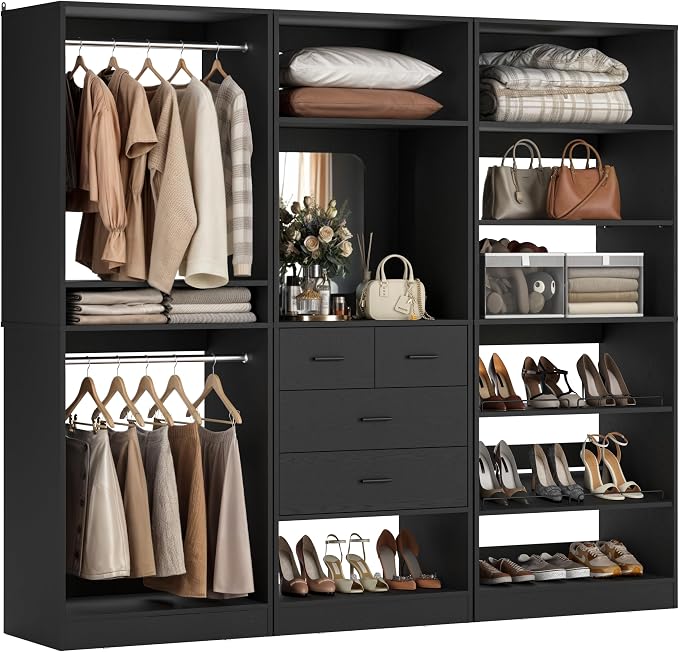 Unikito 75” Closet System with Drawers, 6.2FT Wood Closet Organizer with by Unikito