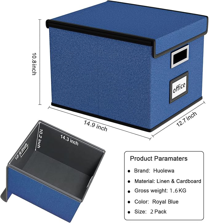 File Organizer Box with Lids, Collapsible File Folder Organizer | File Box with - Image 6