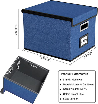 File Organizer Box with Lids, Collapsible File Folder Organizer | File Box with - Image 6