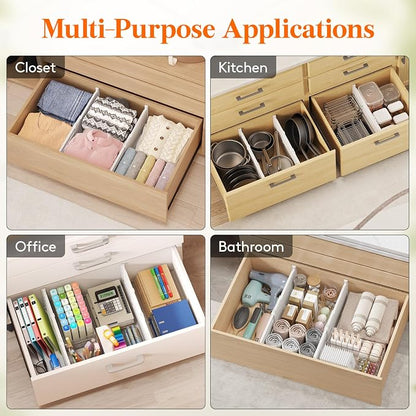 Lifewit 8" High 6 Pack Deep Drawer Dividers, 13.8-22.5" Adjustable Dresser - Image 7