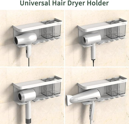 Hair Dryer Holder Wall Mounted Adhesive/Drilling, Hair Dryer Storage Organizer - Image 2