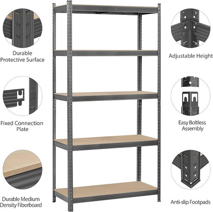Topeakmart 5-Tier Garage Storage Shelving Unit Adjustable Metal Shelves Heavy - Image 4