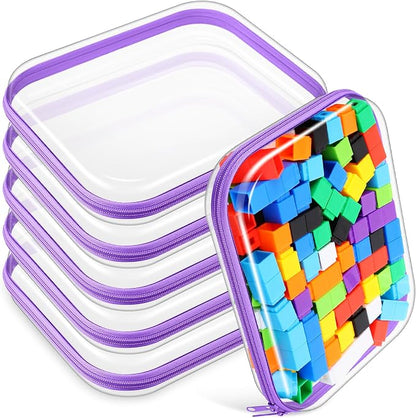 Sanwuta 6 Pcs Clear Hard Zipper Case Pencil Pouches Hard Plastic Zipper Pouches by Sanwuta