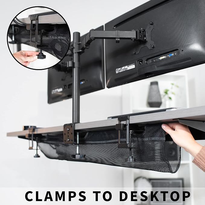 VIVO No Drill Clamp-on 36 inch Mesh Net Under Desk Cable Management Wire - Image 3