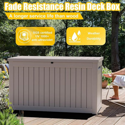 280 Gallon Resin Deck Box, Lockable Outdoor Storage Box - Image 3