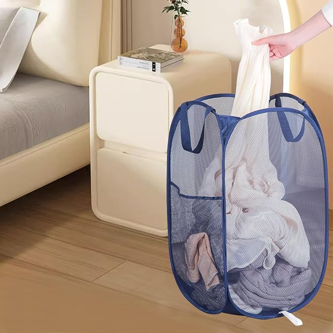 Collapsible Laundry Baskets Mesh Pop Up Laundry Basket Portable Laundry Hamper - Image 6