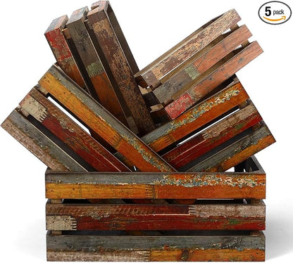 Barydat Set of 5 Wood Crates for Display Decorative Nesting Wooden Crate Storage by home