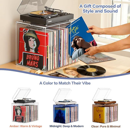 Bikoney Stackable Cube Acrylic Vinyl Record Storage, Tabletop Record Player - Image 7