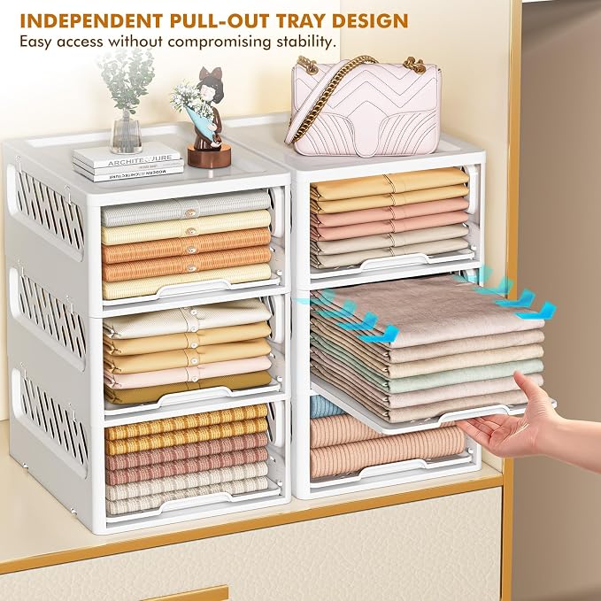 3 Pack Stackable Closet Storage Basket - Image 5