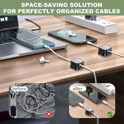8 Pack Magnetic Cord Organizer, Strong Adhesive Desk Magnetic Cable Clips - Image 4