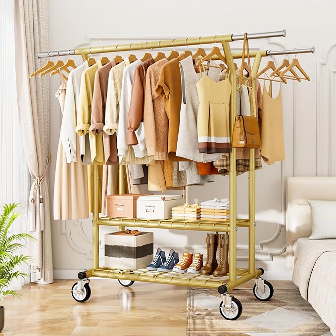 HYSEYY Heavy Duty Clothes Rack, Rolling Clothing Racks - Image 7
