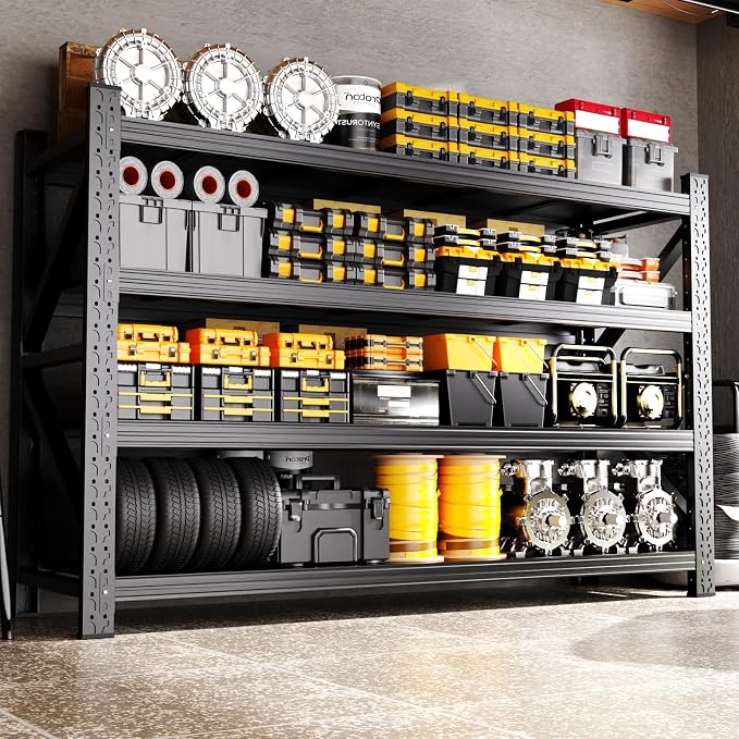 79" W Heavy Duty Storage Shelves, 4T Adjustable Garage Shelving Unit, Rust by AXASIIO