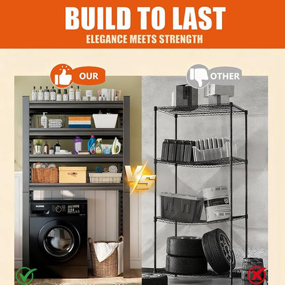 Height-Adjustable Bathroom & Laundry Storage Shelf, 3-Tier Metal Organizer Rack - Image 7