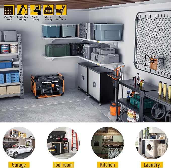 4Pack 1.64x4ft Adjustable Metal Garage Wall Shelving Heavy Duty Garage Storage - Image 2