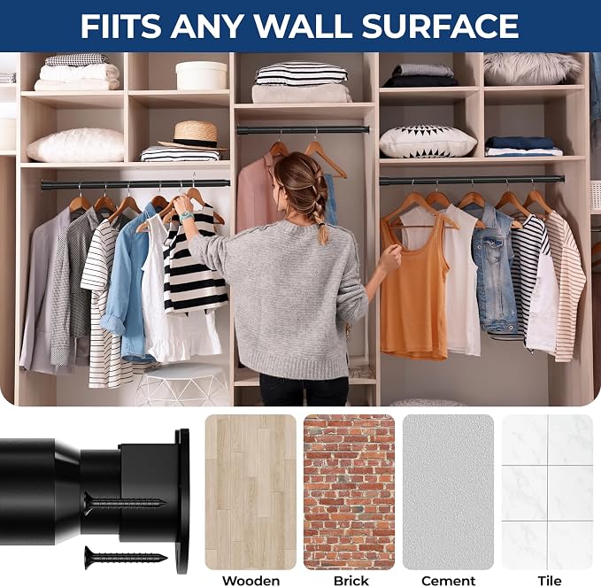 Mavivegue Closet Rod, 17 to 43 Inch Adjustable Closet Rods - Image 7