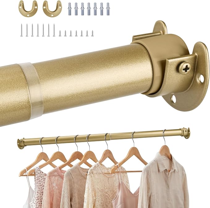 Adjustable Closet Rod for Hanging Clothes, 17-54inch Heavy Duty Metal tension by Unknown