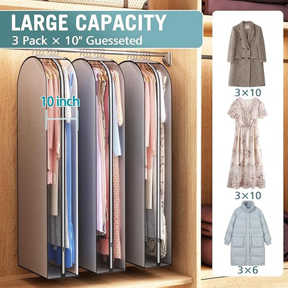 10" Gusseted Garment Bags for Hanging Clothes 60" Suit Bags for Open Closet - Image 2
