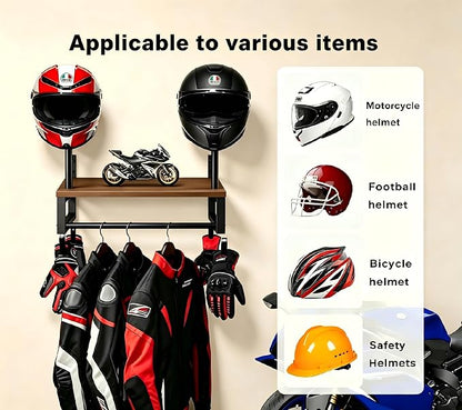 Motorcycle Helmet Holder Wall Mount, Motorcycle Gear Rack - Image 5