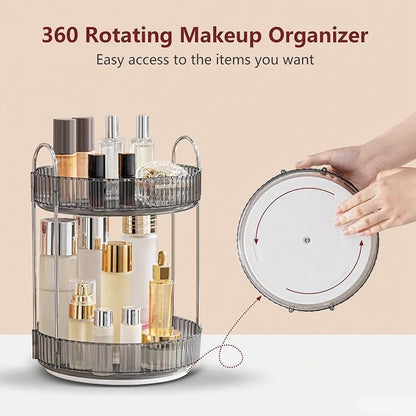 360° Rotating Makeup Organizer, Bathroom Make Up Spinning Holder Rack, Large - Image 2