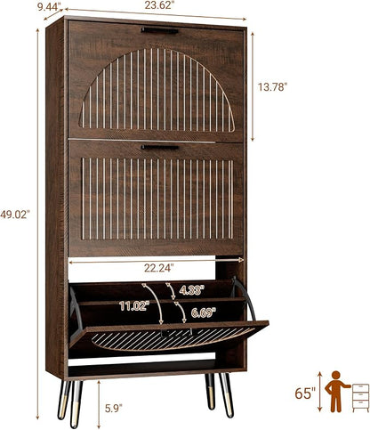 Farmhouse Shoe Cabinet Storage for Entryway, Slim Shoe Rack Cabinet - Image 2