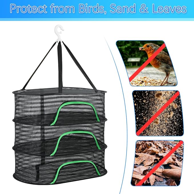 Hanging Drying Rack, Foldable Mesh Drying Net 3 Layers Hanging Dry Basket - Image 4