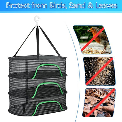 Hanging Drying Rack, Foldable Mesh Drying Net 3 Layers Hanging Dry Basket - Image 4