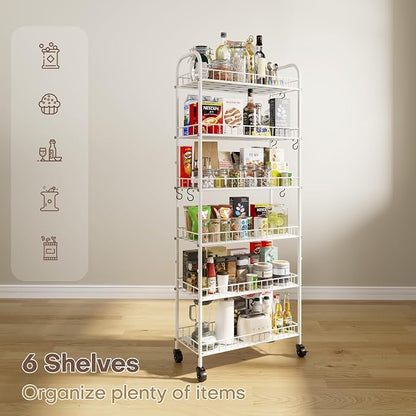 6 Tier Slim Rolling Storage Cart - Image 6