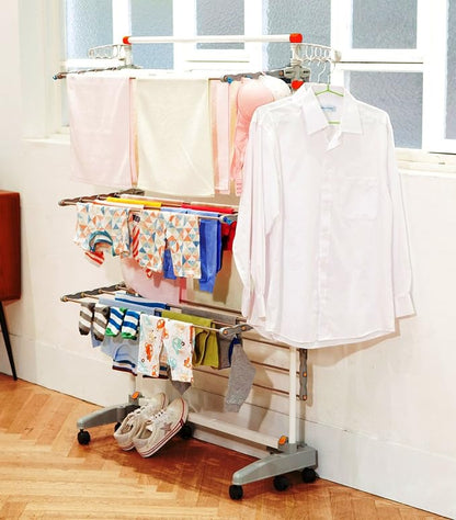 idee BDP-V23 Foldable Rolling 3-Tier Clothes Laundry Drying Rack - Image 3
