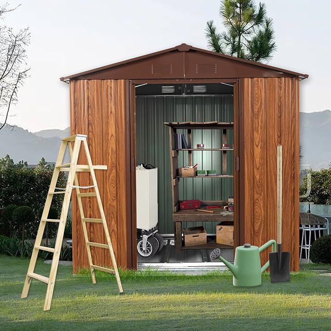 Outdoor Metal Storage Shed Window Ventilation Foundation Frame Waterproof - Image 2