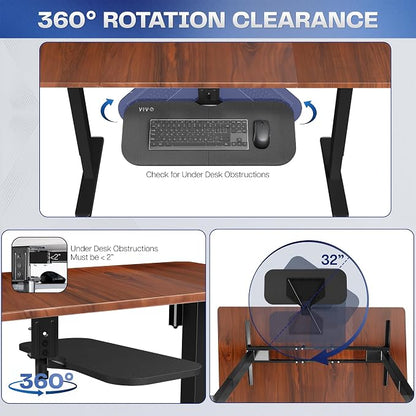 VIVO Under Desk Rotating 23 x 10 inch Computer Keyboard and Mouse Tray - Image 5