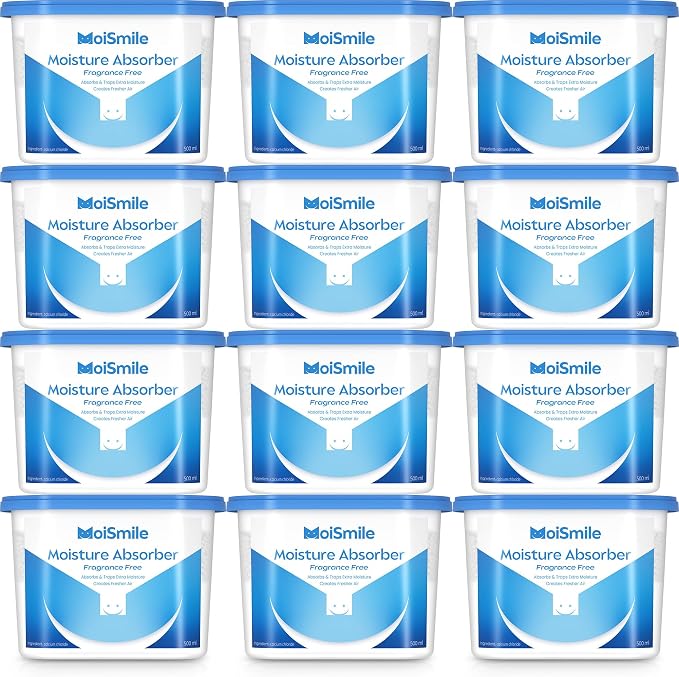 Moisture Absorbers 12 Pack, Fragrance-Free Closet Dehumidifier by MoistureAbsorbers