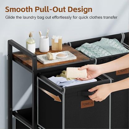 Hoctieon 4 Section Laundry Cart, 48 Gal. Laundry Hamper - Image 4