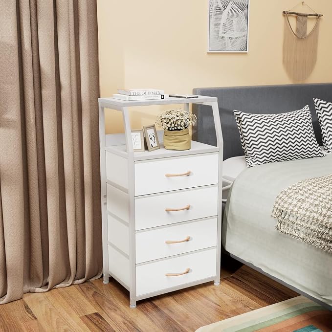 Furnulem Tall Nightstand with 4 Fabric Drawers, Small Dresser - Image 6