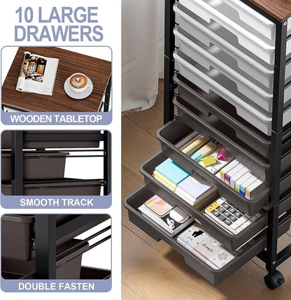 Rolling Cart with Drawers, 10 Drawer Rolling Cart, Storage Cart, Utility Cart - Image 4
