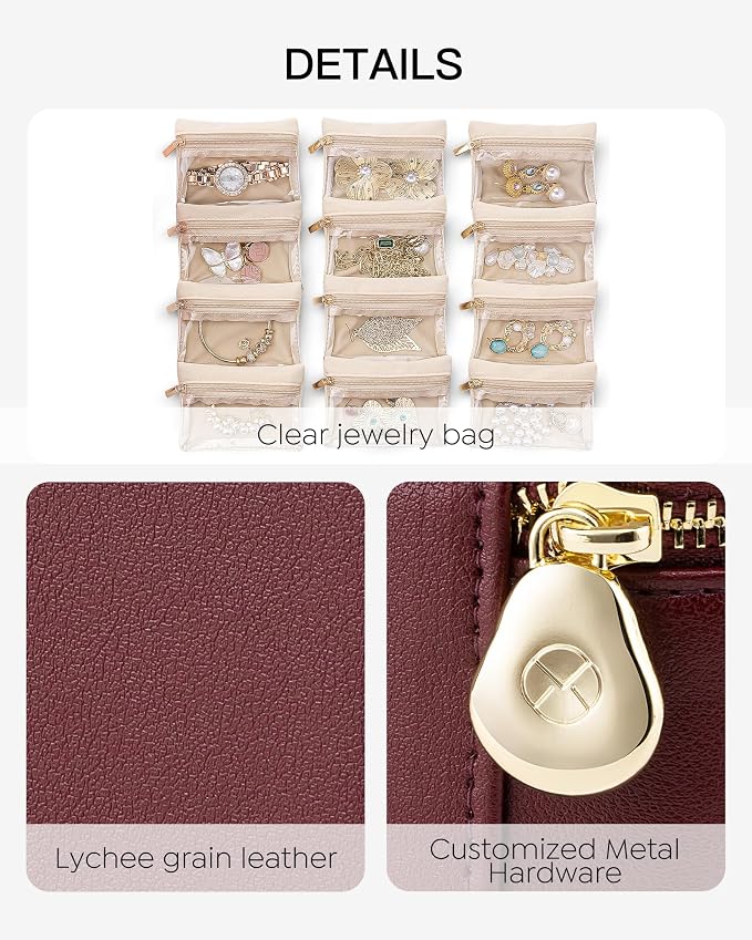 Vlando Jewelry Box with 12 Velvet Jewelry Bags Travel Jewelry Case - Image 4