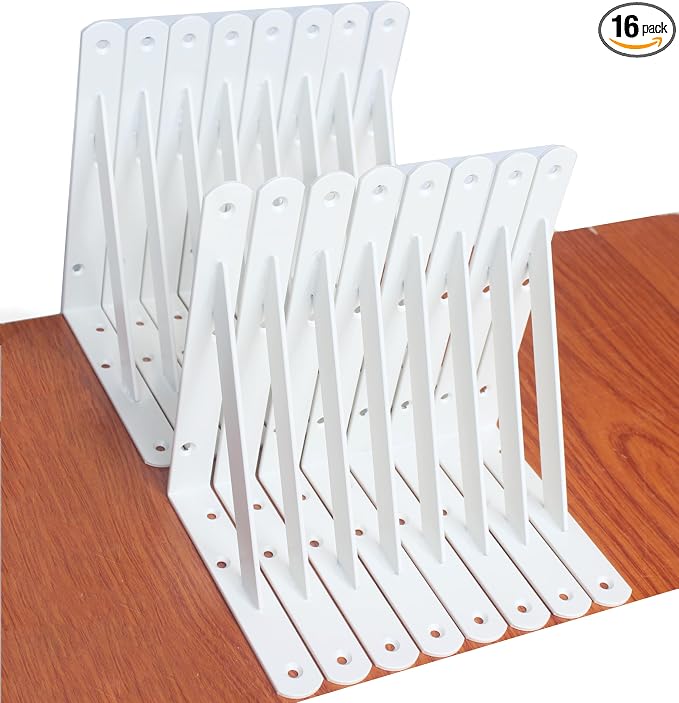 16 Pack L8 x H 6" White Heavy Duty Shelf Brackets by MHMYDZ