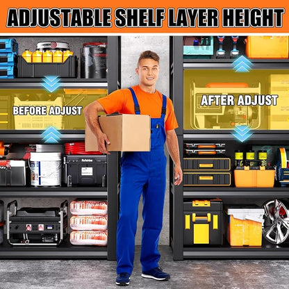 71.2''H Storage Shelves, 2500lbs Garage Shelving, Adjustable Heavy Duty - Image 3