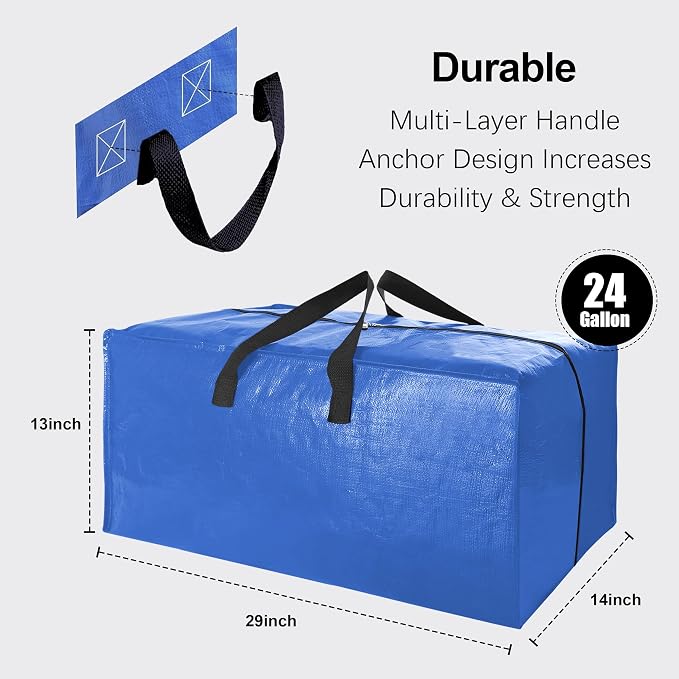 12 Pack Heavy Duty Extra Large Moving Bags W/Backpack Straps - Image 2