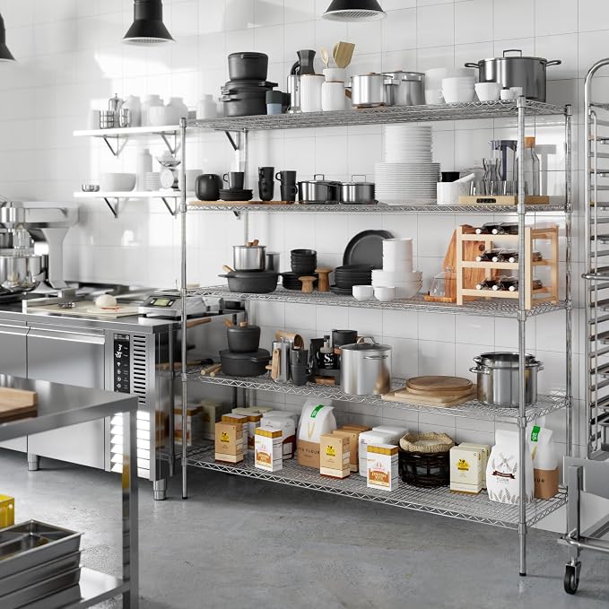 21" Deep x 72" Wide x 74" Height Wire Shelving Kit | 5-Tier | NSF Commercial - Image 6